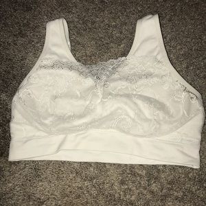 white laced bralette